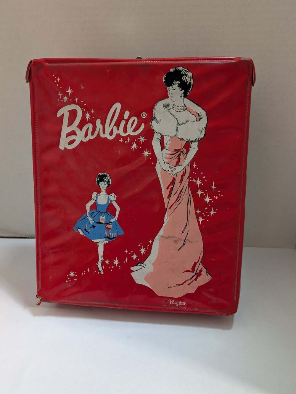 Vintage 1962 Mattel Barbie Ponytail Doll Carrying Case Red Storage Box DIRTY